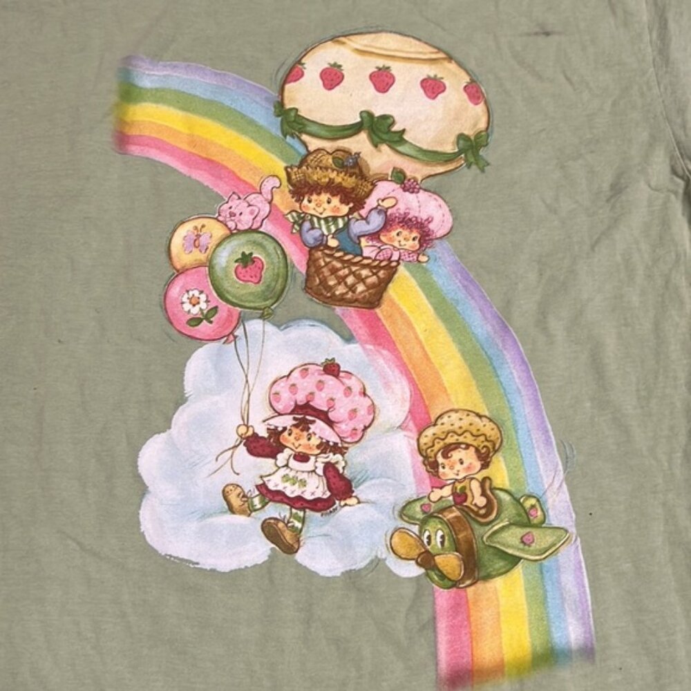 Strawberry Shortcake Rainbow Group Graphic One Size Oversized Women Green Tee